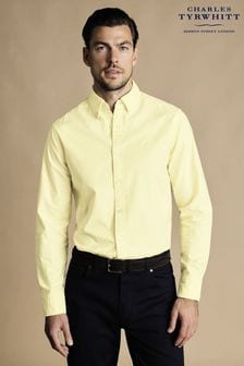Charles Tyrwhitt Yellow Plain Slim Fit Button-down Washed Oxford Shirt (869412) | kr779