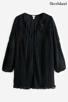 River Island Black Lace Victoriana Mini Dress (869502) | €27