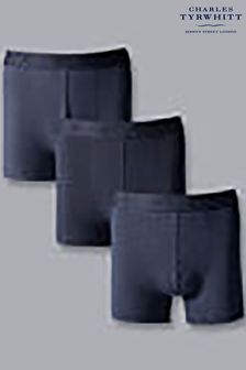 Charles Tyrwhitt Blue Cotton Stretch Jersey Trunks 3 Pack (869526) | $51