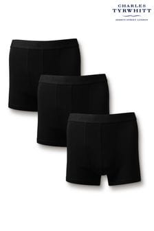 Charles Tyrwhitt Black Cotton Stretch Jersey Trunks 3 Pack (869649) | $71