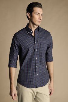 Charles Tyrwhitt blue Fine Line Check Non-iron Stretch Poplin Slim Fit Shirt (869667) | €74