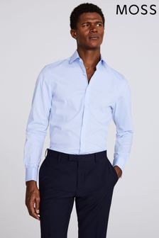 Moss Vestibilità attillata / Slim - Camicia azzurra Blu elasticizzata con polsino doppio (869981) | €52