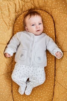 Jojo Maman Bébé 2-piece Baby Sleepsuit & Velour Jacket Set (86H724) | NT$1,310