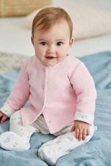 JoJo Maman Bébé Pink 2-Piece Cotton Baby Bunny Sleepsuit & Jacket Set (86H842) | €36.50