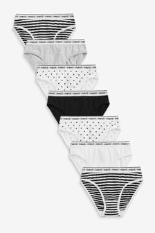 Black/Grey/White Spot/Stripe 7 Pack Bikini Briefs (2-16yrs) (870232) | ₪ 46 - ₪ 62