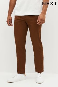 Brązowy - Wąskie - Spodnie typu chino ze stretchem (870331) | 101 zł