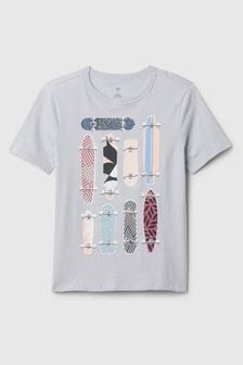 Skater, Grau - Gap Kurzärmeliges Rundhals-T-Shirt mit Grafik (4-13yrs) (870776) | 16 €