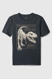 Czarny z dinozaurem - Koszulka Gap z krótkim rękawem, okrągłym dekoltem i grafiką (4-13 lat) (870902) | 65 zł