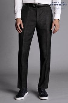 Charles Tyrwhitt Grey Slim Fit Stretch Birdseye Suit Trousers (870950) | SGD 232