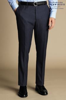 Charles Tyrwhitt Blue Heather  Prince Of Wales Slim Fit Suit Trousers (870993) | $188
