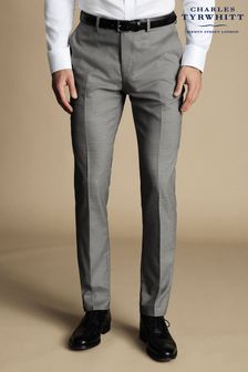 Charles Tyrwhitt Grey Slim Fit Sharkskin Ultimate Performance Suit Trousers (871049) | SGD 252