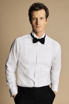 Charles Tyrwhitt White Bib Front Wing Collar Evening Slim Fit Shirt (871075) | kr1,038