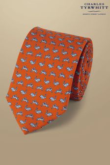 Charles Tyrwhitt Orange Hare Print Silk Tie (871156) | 223 SAR