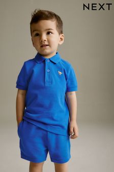 Blue Short Sleeve Polo and Shorts Set (3mths-7yrs) (871330) | AED44 - AED63