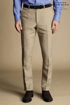 Charles Tyrwhitt Natural Slim Fit Linen Trousers (871501) | 495 QAR
