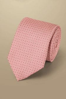 Charles Tyrwhitt Pink Mini Floral Silk Stain Resist Pattern Tie (871834) | OMR18