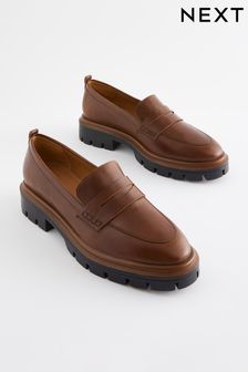 Tan Brown Forever Comfort Leather Cleated Sole Loafer Shoes (871846) | €51