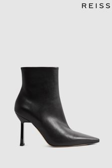 Reiss Black Scarlett Atelier Italian Leather Heeled Ankle Boots (871897) | AED3,564