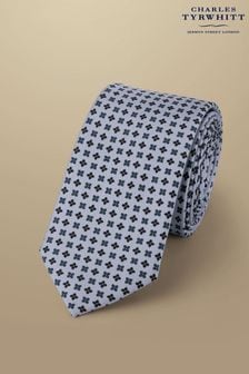 Charles Tyrwhitt Blue Chrome Mini Geo Print Silk Slim Tie (871931) | OMR18