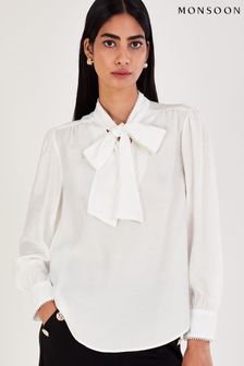 Monsoon Natural Polly Pussybow Blouse (871991) | €31