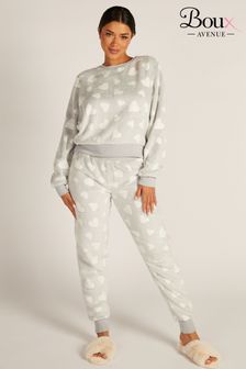 Boux Avenue Superweicher, kuscheliger Pyjama mit Herzdesign mit Top und Jogginghose, Grau (872086) | 35 €