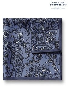 Charles Tyrwhitt Blue Black Heather Mini Paisley Print Silk Pocket Square (872124) | OMR13