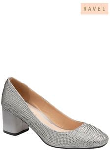 Ravel Grey Satin Block Heel Court Shoes (872174) | €42