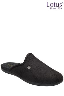 Lotus Black Flat Mule Slippers (872469) | $62