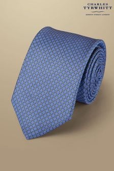 أزرق - ربطة عنق صغيرة من الحرير المضاد للبقع بتصميم نقوش وورود من Charles Tyrwhitt (872666) | 173 ر.ق