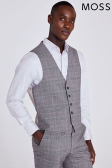 MOSS Regular Fit Grey Check Waistcoat (872668) | kr1,428