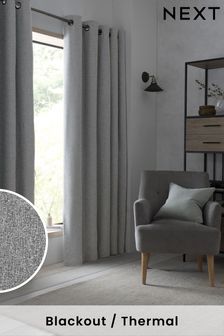 Grey Soft Marl Eyelet Blackout/Thermal Curtains (872884) | AED222 - AED609