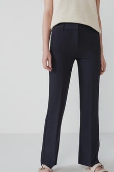 Темно-синий - Расклешенные брюки с эластичной вставкой в поясе (872991) | 596 грн