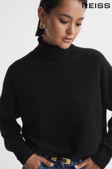 Reiss Black Mabel Fitted Cashmere Roll Neck Top (873071) | €301