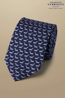 Niebieski - Jedwabny krawat Charles Tyrwhittz nadrukiem zająca (873117) | 220 zł