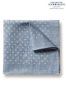 Charles Tyrwhitt Blue Spot Print Linen Silk Pocket Square (873220) | SGD 48