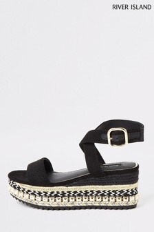 Sandales River Island noires cloutées à plateforme