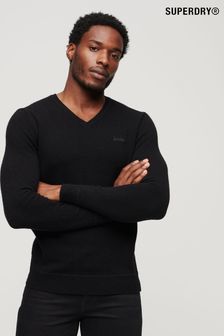 Superdry Black Essential EMB VEE Knit Jumper (873719) | $77