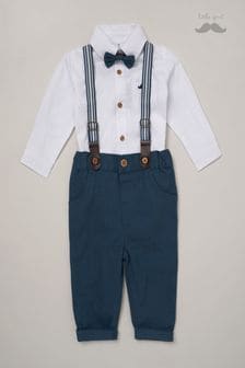 Modrá - Little Gent Baby Mock Shirt Bodysuit And Braces Cotton Dungarees (873881) | 1 190 Kč