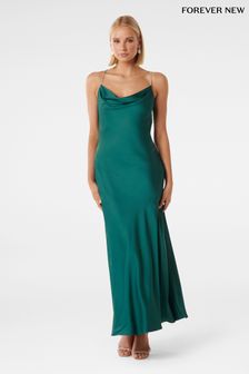 Forever New Green Hannah Diamante Strap Satin Dress (873890) | kr2 010