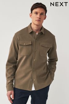 Grey/Brown Premium Texture Jersey Shacket (873919) | $52