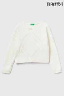 Benetton pleten pulover naravne barve sproščenega kroja (874003) | €20