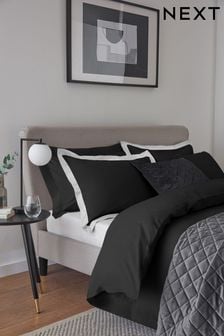 Set of 2 Black/White Cotton Rich Pillowcases