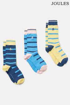 Joules Striking Yellow/Blue Pack of Three Socks (874412) | AED111