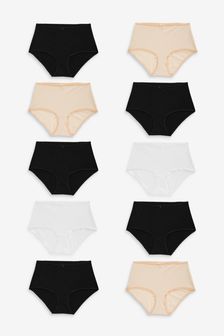 Black/White/Nude Midi Cotton Blend Knickers 10 Pack (874629) | €25