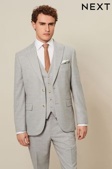 Grey Tailored Fit Textured Suit Jacket (874948) | SGD 140