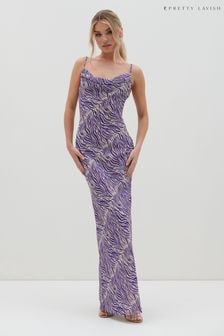 Pretty Lavish Purple Keisha Printed Chiffon Maxi Dress (875047) | €54