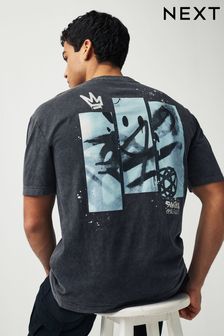 Black Wash Smiley Originals Graffiti Licence T-Shirt (875165) | KRW42,700