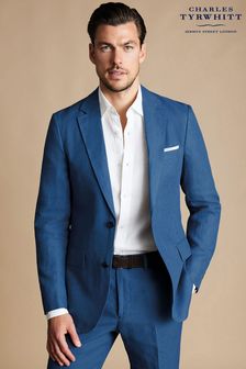 Charles Tyrwhitt Blue White Linen Classic Fit Jacket (875172) | kr3,245