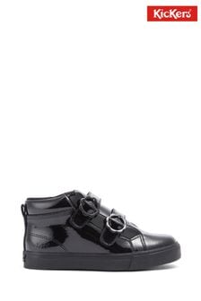 Kickers Junior Girls Tovni Hi Vel Bloom Patent Black Leather Shoes (875496) | €76