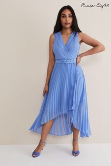 Phase Eight Blue Petite Brianna Pleated Midaxi Dress (875513) | $305